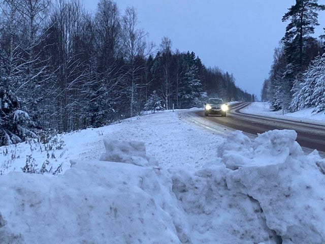 Det är trafikproblem i vissa delar av Gävleborg. Bilden är tagen utanför Söderhamn.