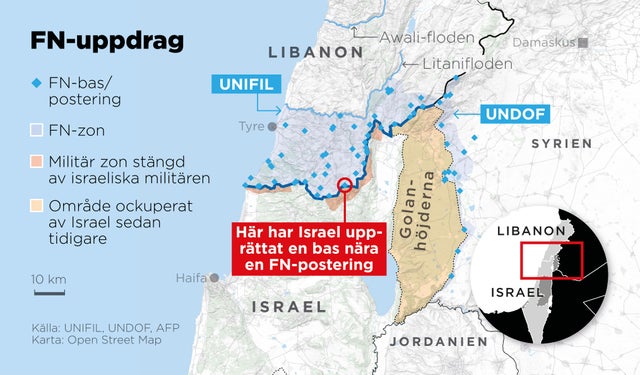 Le Nazioni Unite hanno missioni di mantenimento della pace nel Libano meridionale (UNIFIL) e nelle alture di Golan orientali (Forza di osservazione del disimpegno delle Nazioni Unite).