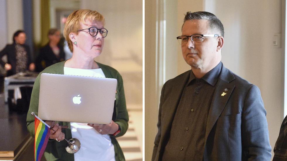Under kommunfullmäktige var Malin Skreding Hallgren (MP) och Johan Edvardsson (SD) inblandade i en debatt om prideflaggan.