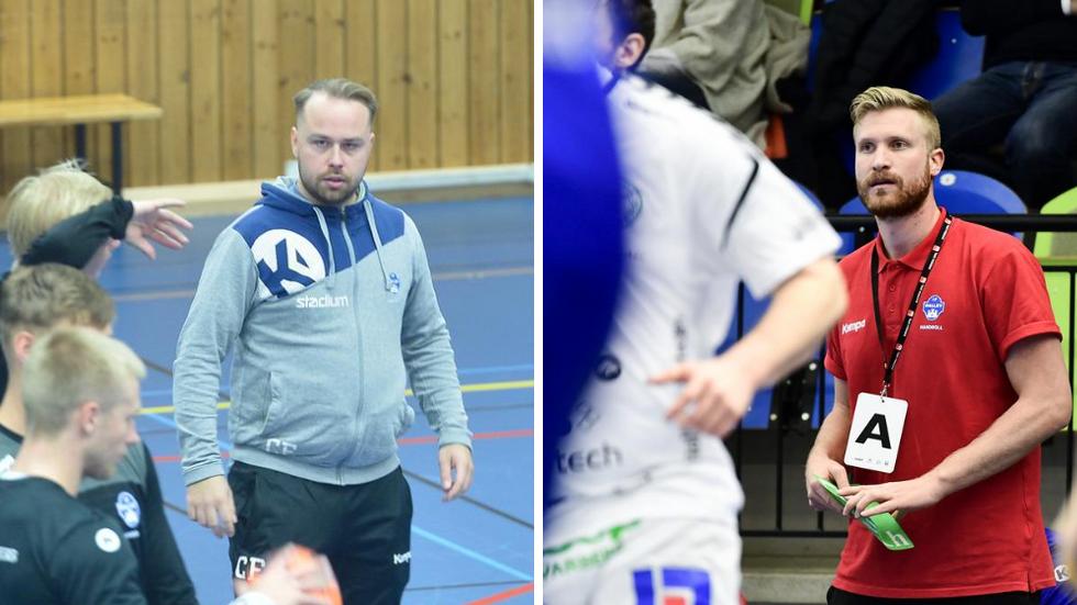 Calle Ek, till vänster, coachar Hallby borta mot Alingsås eftersom huvudtränaren Jesper Östlund blivit pappa i dagarna.