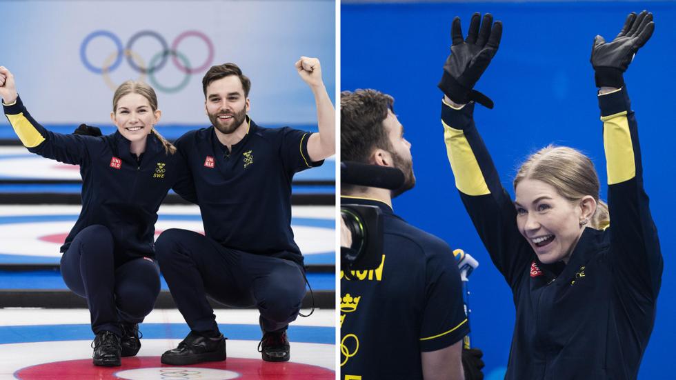 Oskar Eriksson och Almida de Val plockar hem Sveriges fjärde OS-medalj. Bilder: Bildbyrån.