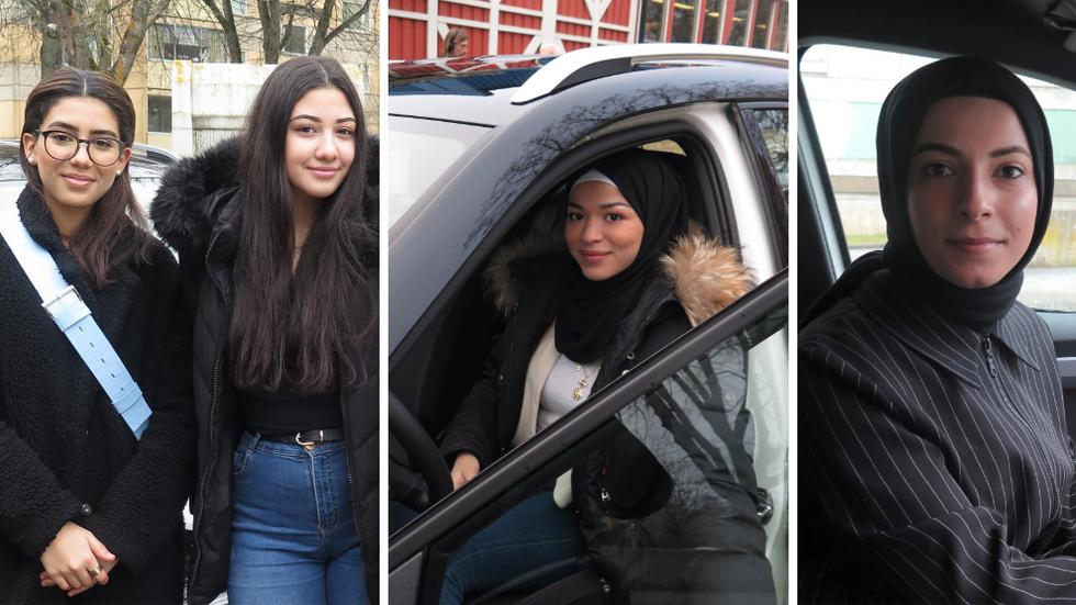 Selma Bourrou, Lina Bsiri, Sydra Shehada och Aysenur Tokgöz är glada över att kunna övningsköra igen. 