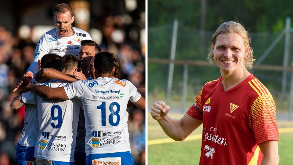 IFK Värnamos Freddy Winsth, till vänster, och Tabergs Felix Petersson, till höger. Foto: Mathilda Ahlberg/Bildbyrån och Martin Andersson