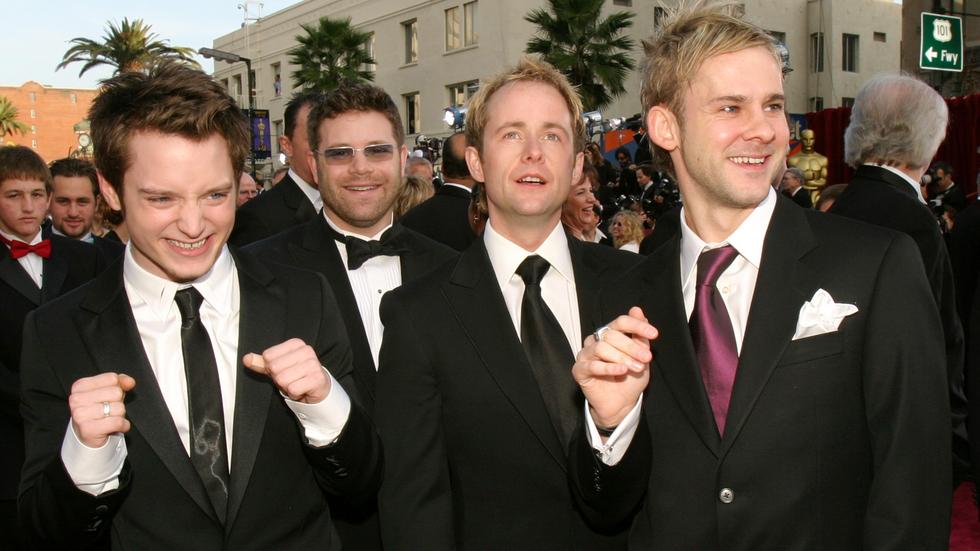 Elijah Wood, Sean Astin, Billy Boyd and Dominic Monaghan under Oscarsgalan 2004, då Sagan om konungens återkomst vann 11 Oscars. //(Foto: AP photo/ Kevork Djansezian)