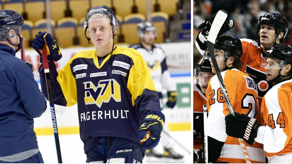 Philadelphia Flyers Europascout jämför Emil Andrae med Flyers-ikonen Kimmo Timonen (44). FOTO: TT. 