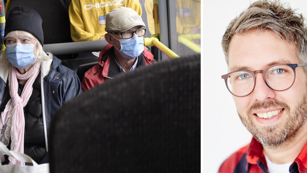 Johan Lindh, presstalesperson på JLT, hoppas många tar med egna munskydd till bussen. JLT ska nu undersöka hur de ska tillhandahålla munskydd för de som inte fixat ett själva. 