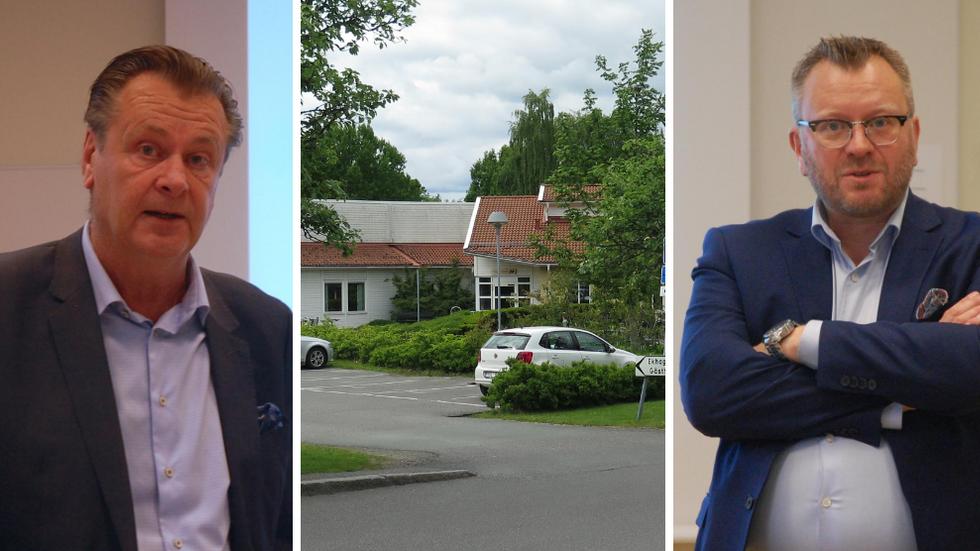 Peter Jutterström (M), Andreas Sturesson (KD) och Ekhagens Gästhem. Sturesson (KD) säger att palliativ vård i Regionens regi inte kan ersätta Ekhagens Gästhem. 