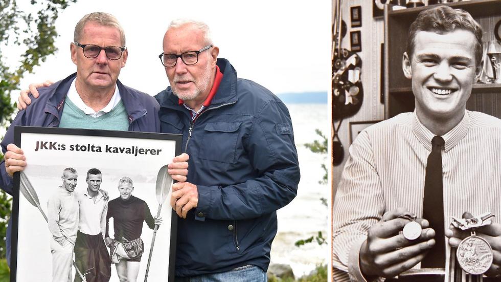 Per Larsson och Tyrone Ferm minns sin gamle klubbkamrat i Jönköpings Kanotklubb, Gunnar Utterberg, som har gått bort.