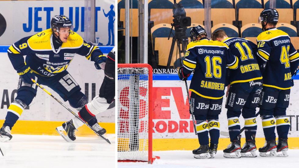 HV:s Didrik Strömberg och Simon Önerud skadades båda i matchen mot Malmö. Foto: Carl Sandin/Bildbyrån