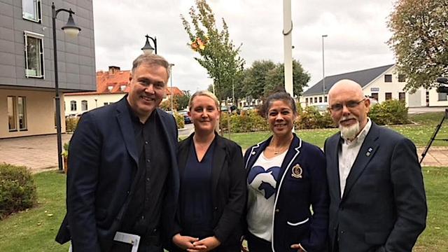 Det här var kvartetten som tog över styret i Habo kommun efter valet 2018. Från vänster: Anders Rickman (L), Hanna Englund (C), Susanne Wahlström (M) och Hans Jarstig (KD). Hanna Englund lämnade sina politiska uppdrag i mitten av mandatperioden, 2020. 