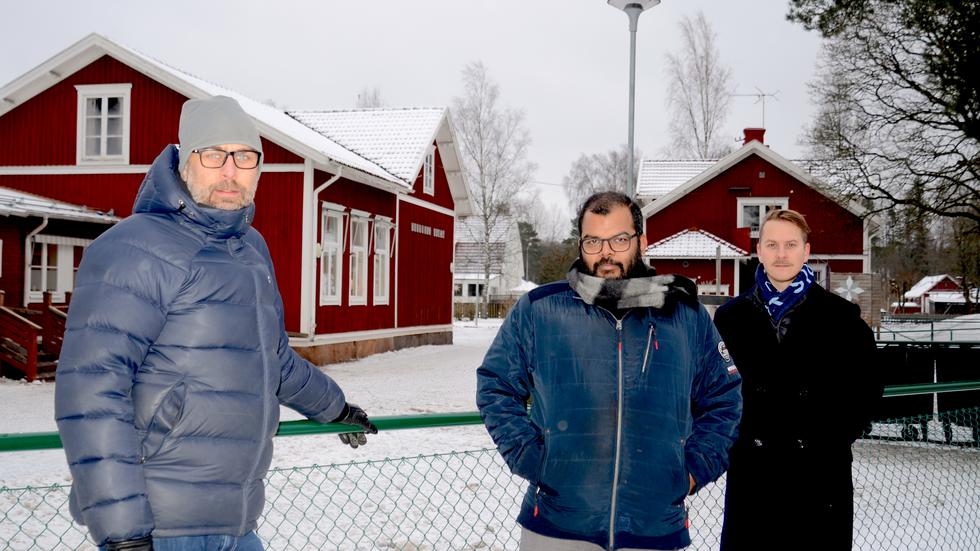 Papporna Tobias Karlhager, Ludvig Rundlöf och Stefan Hallqvist har sammanlagt sju barn som har börjat i, eller ska gå i, Götafors skola.