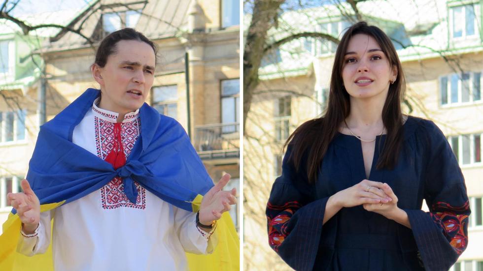 När studentföreningen Students for Sustainable Action på Jönköping University organiserade en demonstration för att stötta Ukraina talade Karl Volkohon och Dana Serdukova från scenen. 