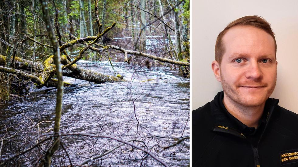 Vattennivån i Hökesån, Habo, är hög just nu men ännu finns det marginal enligt Gustav Andersson, ställföreträdande räddningschef i Habo kommun.