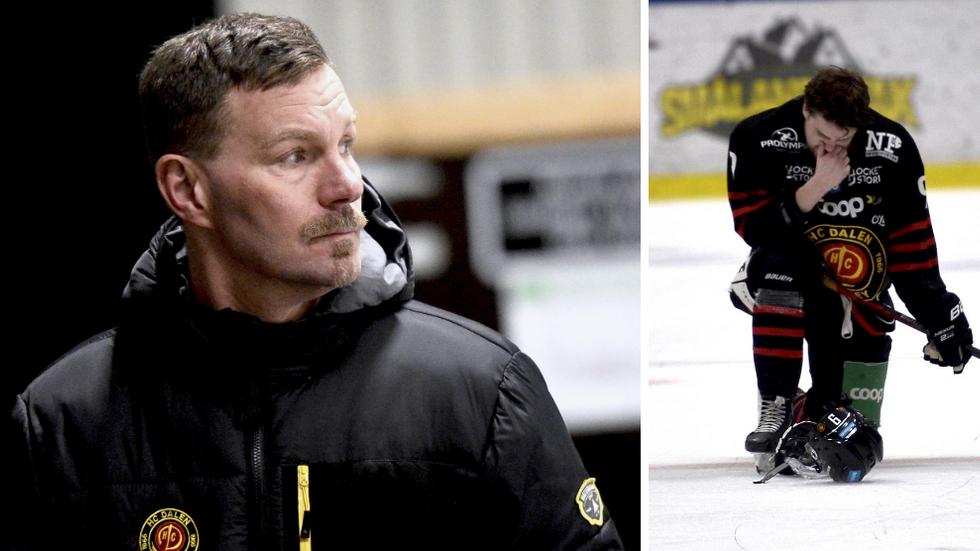 HC Dalens tränare Pelle Gustafsson var besviken efter förlusten mot Mariestad, precis som Emil Larsson som deppade efter matchen.