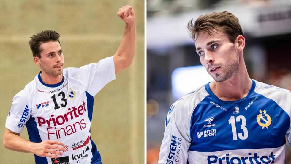 Två bilder på Ludvig Högberg från säsongen som gick. Nästa säsong byter han Redbergslids klubbdräkt mot Hallbys.