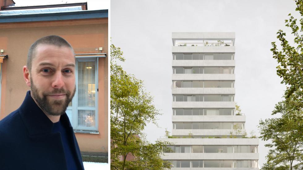 Mäklaren Christian Gustavsson bekräftar att lägenheten högst upp i nyproduktionen Park nu är såld för 11 miljoner kronor.