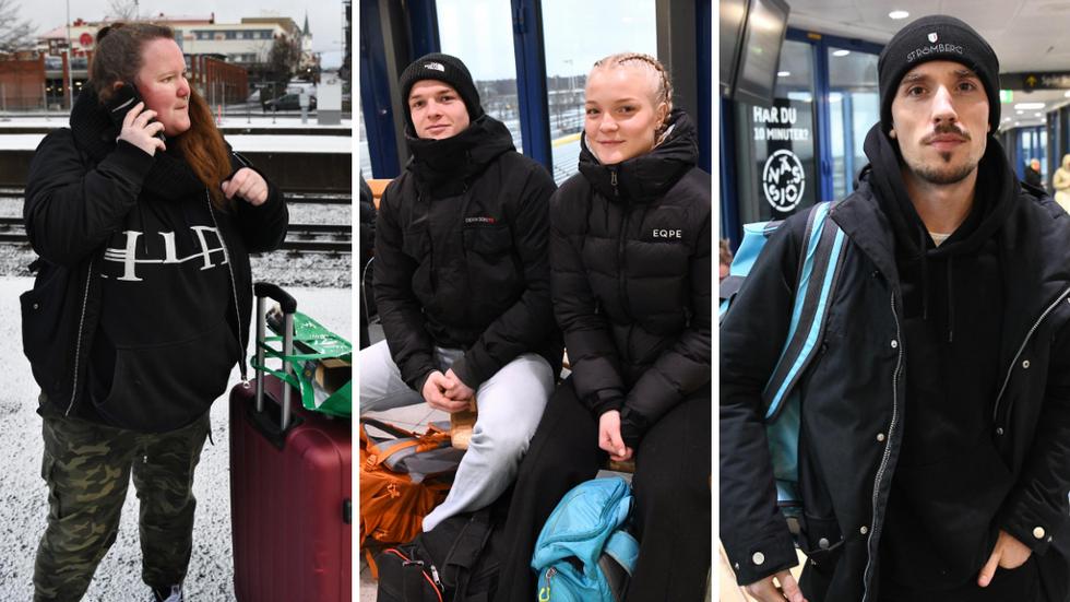 Clara Martinez, Marcus och Märit Lundberg samt Ludvig Löfquist var några av många som under fredagen åkte tåg från Nässjö resecentrum.