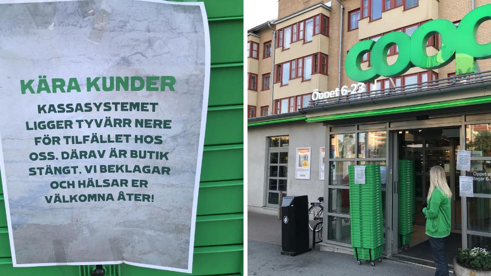 Coop Kristinedal i Jönköping var en av butikerna som stängde under fredagskvällen, pågrund av problemen med kassasystemet.