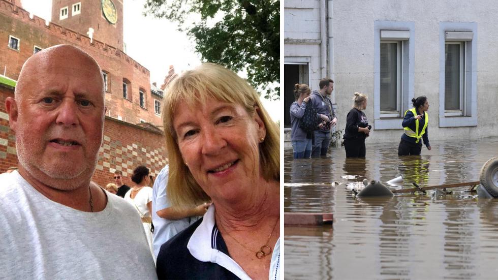 Jönköpingsparet Hans och Agneta Palmberg var på väg till Frankrike med husbilen när de tvingades vända på grund av risk för översvämningar i Centraleuropa. Nu befinner de sig i polska Krakow där flera vägar är avstängda på grund av kraftiga skyfall.
