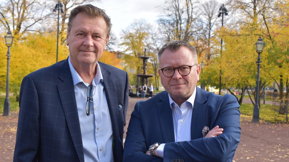 Peter Jutterström (M)  och Andreas Sturesson (KD)vill storsatsa på socialtjänst, elevhälsa och förskola. 