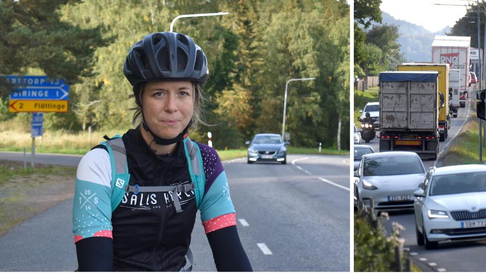 ”Jag tänker att ett problem är att man inte väljer cykel. Man ger sig inte ut på den här vägen.” säger Ellen Larsson. 