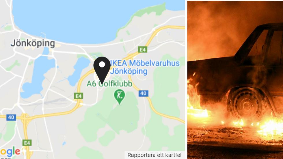 Kartplatsen är ungefärlig. Den brinnande bilen har inget med olyckan att göra. Foto: Johan Nilsson / TT