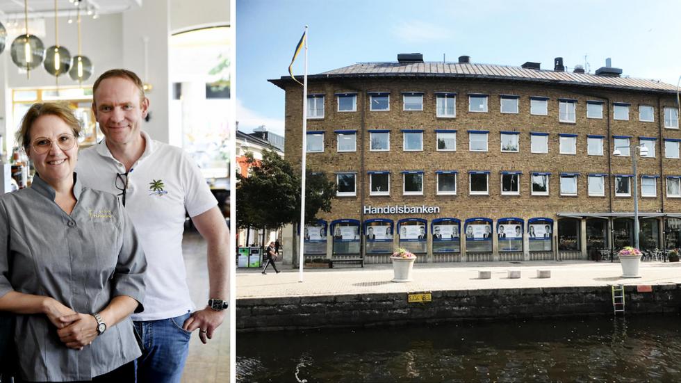 Ulrika och Anders Friman driver Frimans Café och Bistro i samma byggnad som Handelsbanken.
