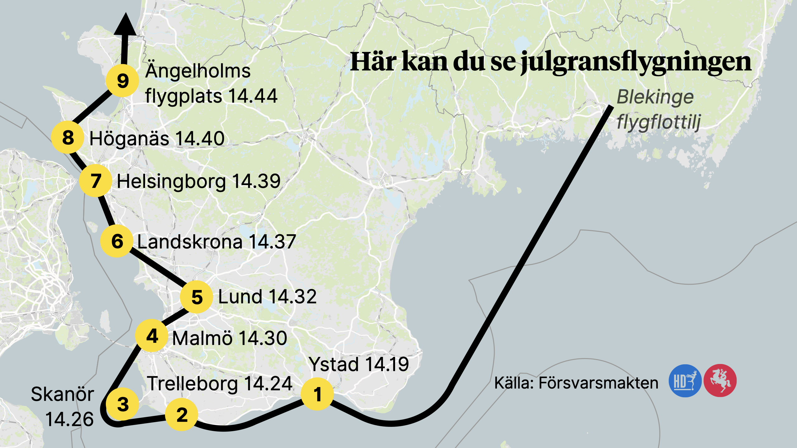 Julgransflygning över Skåne här är tidtabellen Sydsvenskan