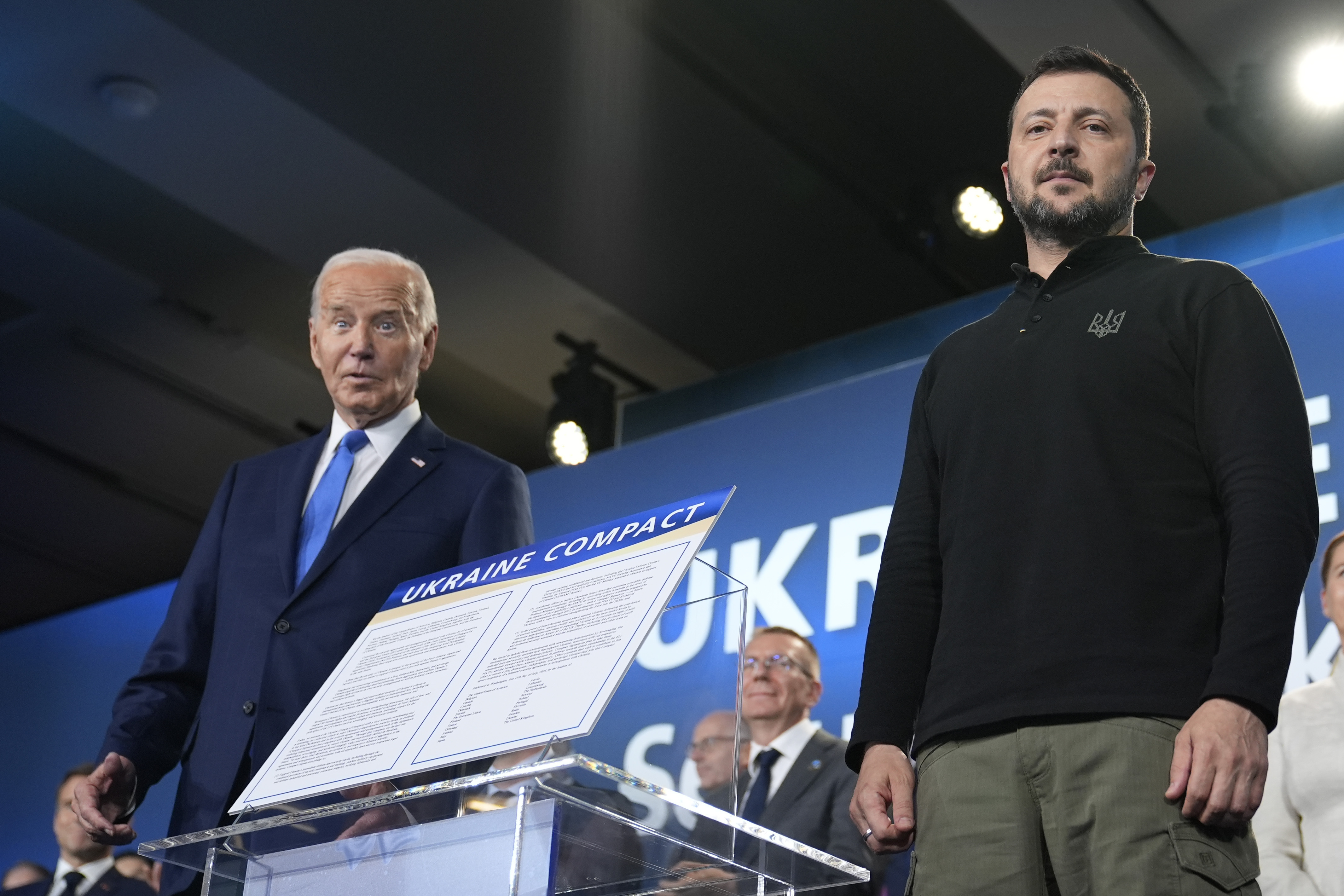 USA:s president Joe Biden tillsammans med Ukrainas president Volodymyr Zelenskyj tidigare under torsdagen.