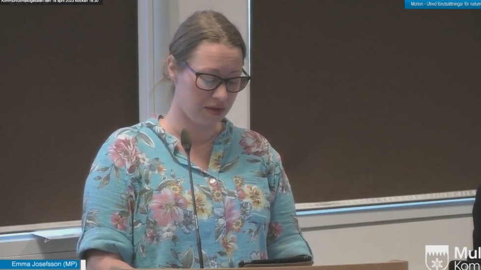 Emma Josefsson (MP) presenterade två motioner under tisdagens fullmäktigemöte i Mullsjö.