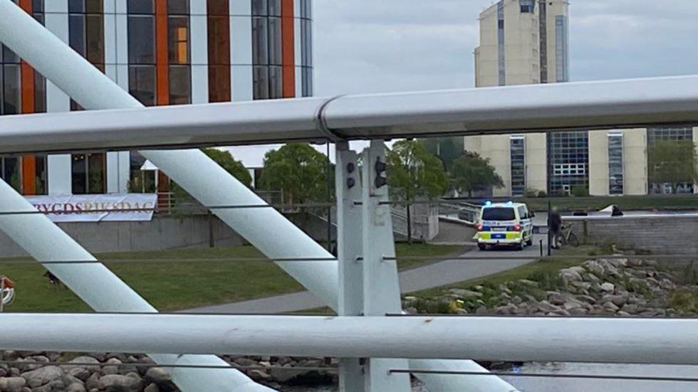 Polispådrag vid Spira i centrala Jönköping. 