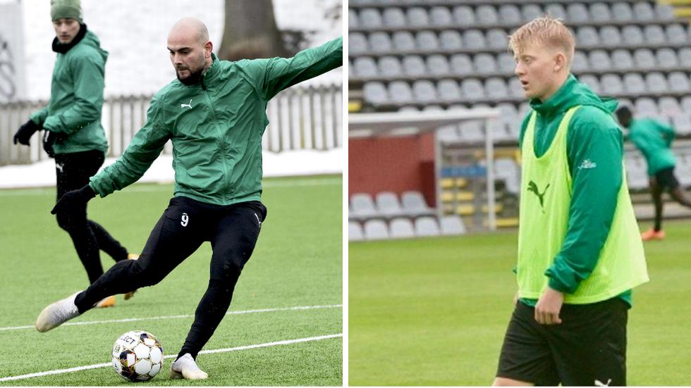 Perparim Baqaj och Elias Nordström gjorde J-Södras mål i träningsmatchen mot Norrby.