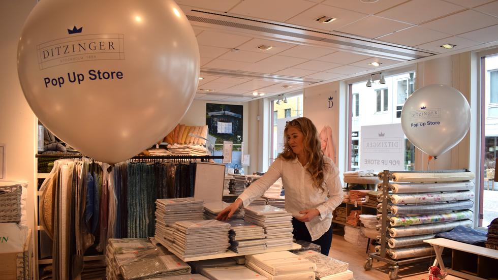 Hemtextil Ditzingers nya pop up-butik välkomnar Jönköpingsborna på Lantmätargränd.
