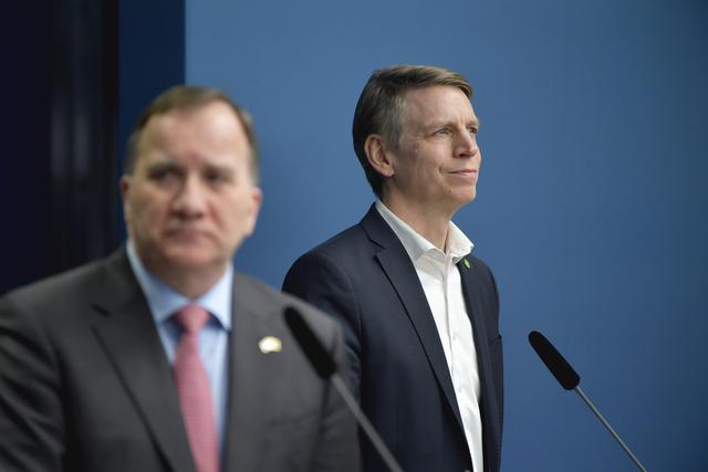 Statsminister Stefan Löfven och vice statsminister Per Bolund. Foto: Anders Wiklund/TT