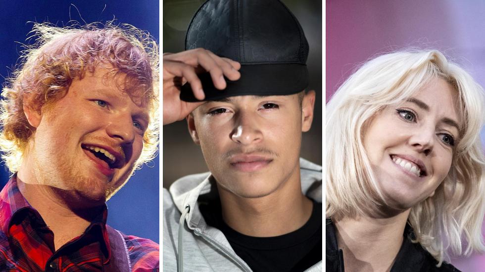 Ed Sheeran, Adaam och Veronica Maggio är bland de mest lyssnade artisterna på Spotify.
Bild: Winslow Townson/AP, Pontus Lundahl / TT, Christine Olsson / TT 