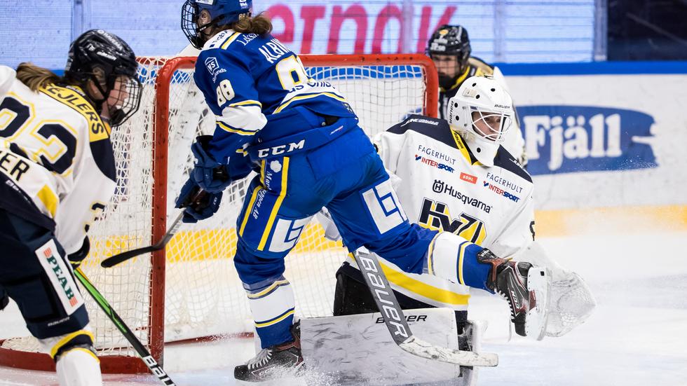 HV-målvakten Lina van Noort i aktion i en SDHL-match mot Leksand under den gångna säsongen. Foto: Daniel Eriksson/Bildbyrån
