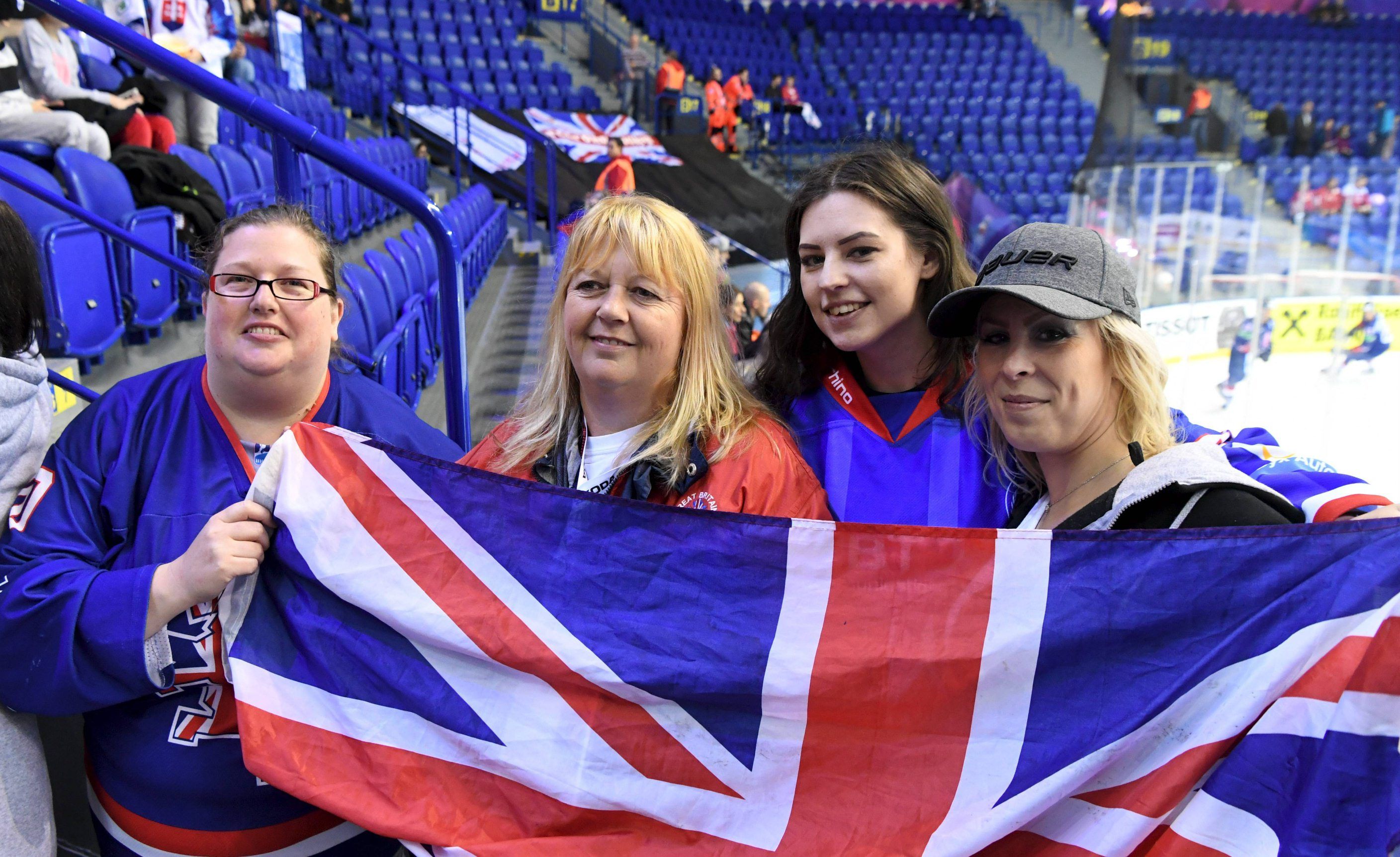 Elsa Cordner, Annette Petrie, Emma Armitage and Leanne King have fun at this year's World Cup.