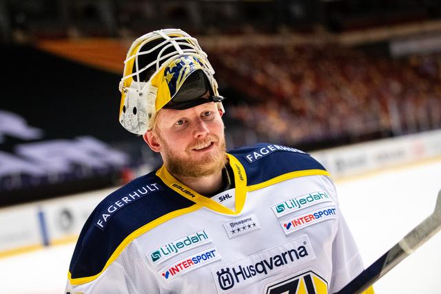Jonas Gunnarsson storspelade när HV vann och reducerade till 1–2 i matcher mot Brynäs. Foto: Kenta Jönsson/Bildbyrån