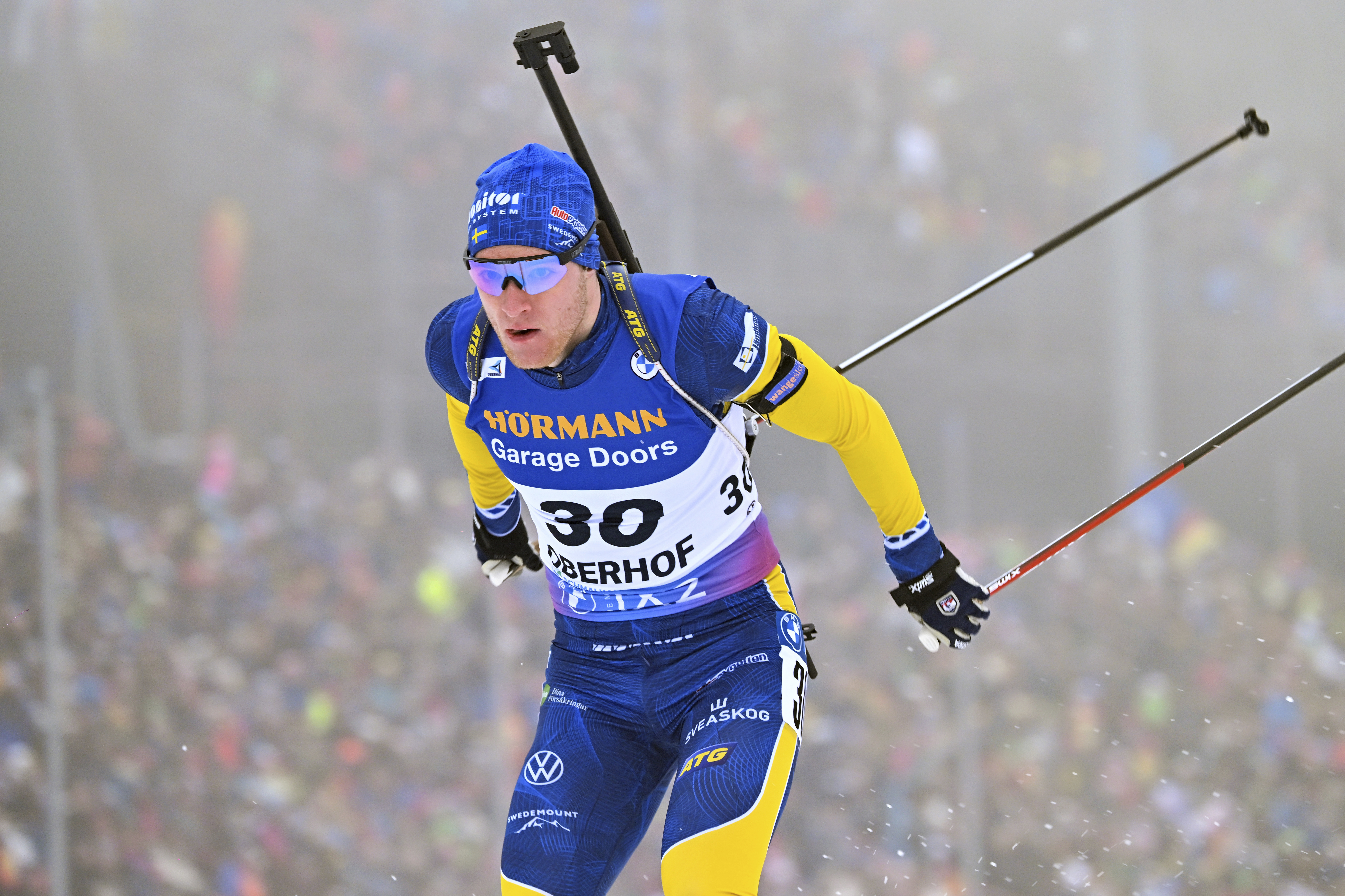 Sebastian Samuelsson hade chansen att föra Sverige till en tredjeplats i dagens stafett, men sköt bort sig.