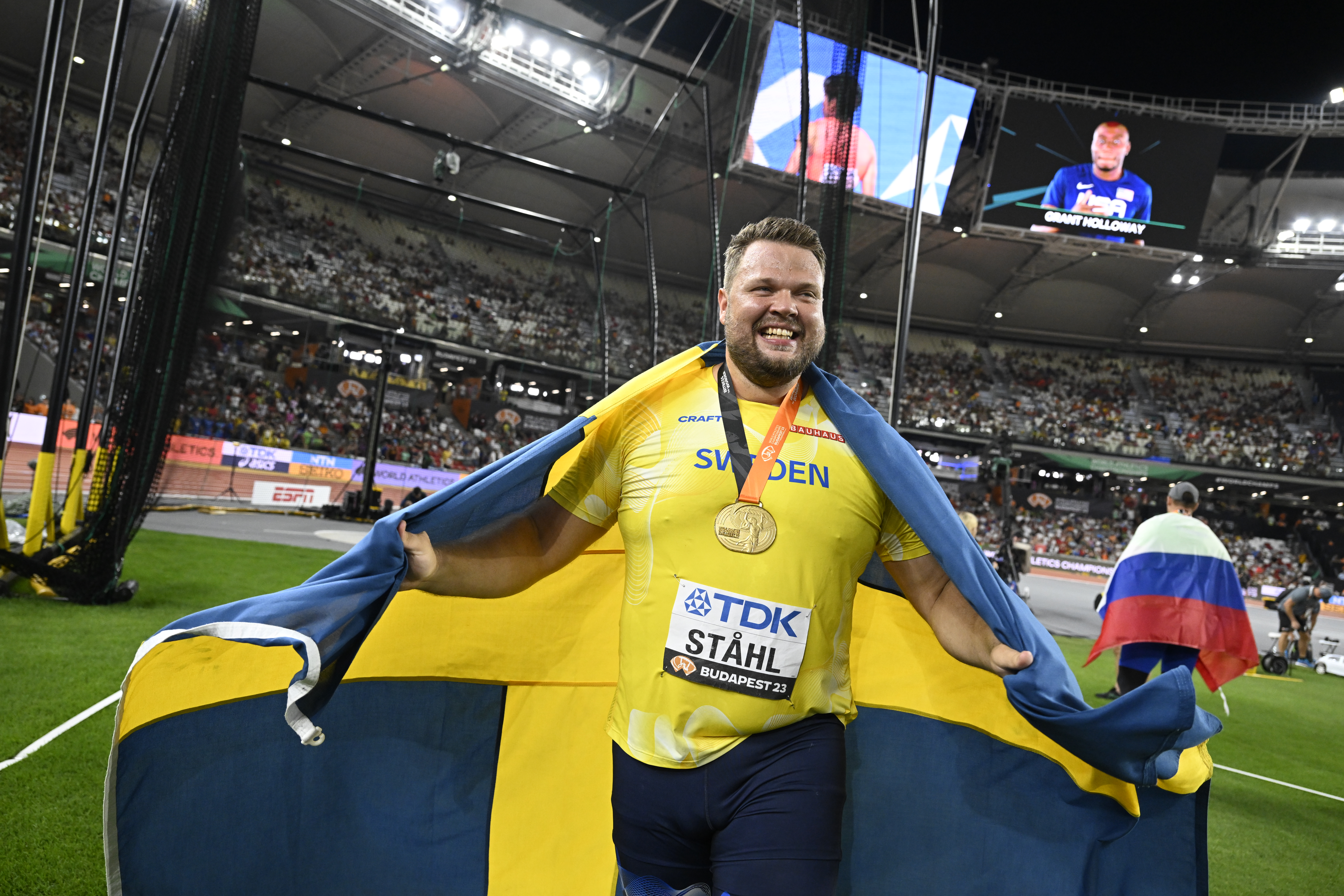 Svenske Daniel Ståhl vann VM-guld i augusti i år. För det avslutande diskuskastet i finalen fick Ståhl även ta emot Bragdguldet. Arkivbild.