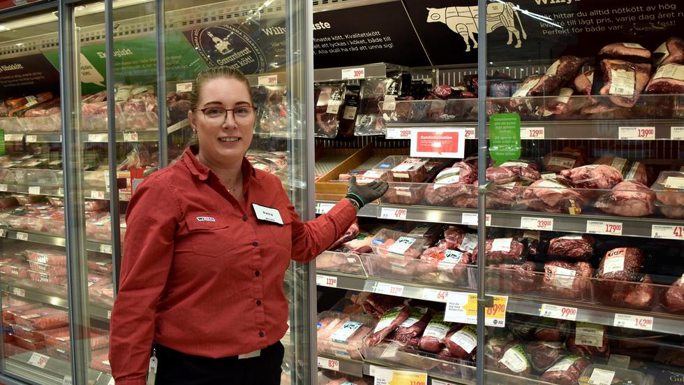 Petra Hillman är butikschef på Willys i Huskvarna. Hon upplever att problemen med köttstölderna är konstant och varken blir fler eller färre. 