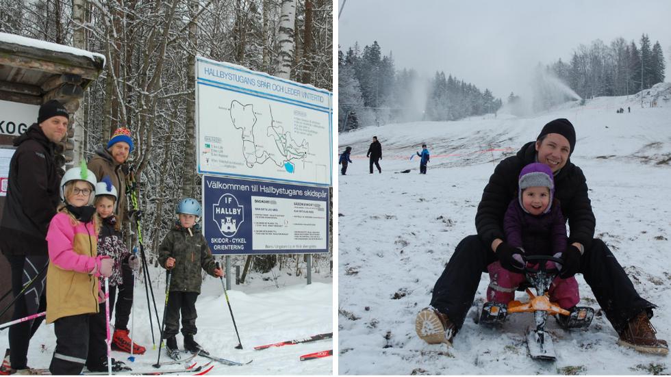 Längsskidåkning vid Hallbystugan och snowracer-åkning i Järabacken. När det blivit en riktig vintersportdag var det många som passade på att ge sig ut. 