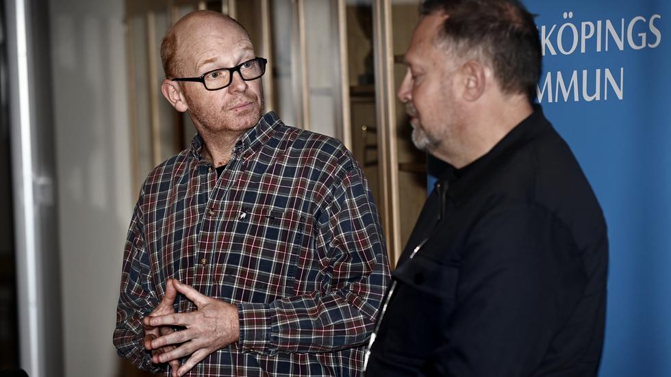 Tor Olsson, projektledare och belysningsplanerare, samt Bengt Mattias Carlsson, stadsarkitekt.