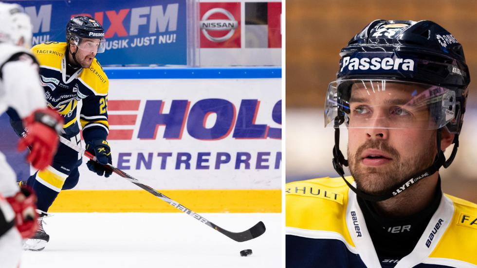 Axel Holmström var tillbaka på isen när HV71 besegrade Malmö. Foto: Carl Sandin/Bildbyrån