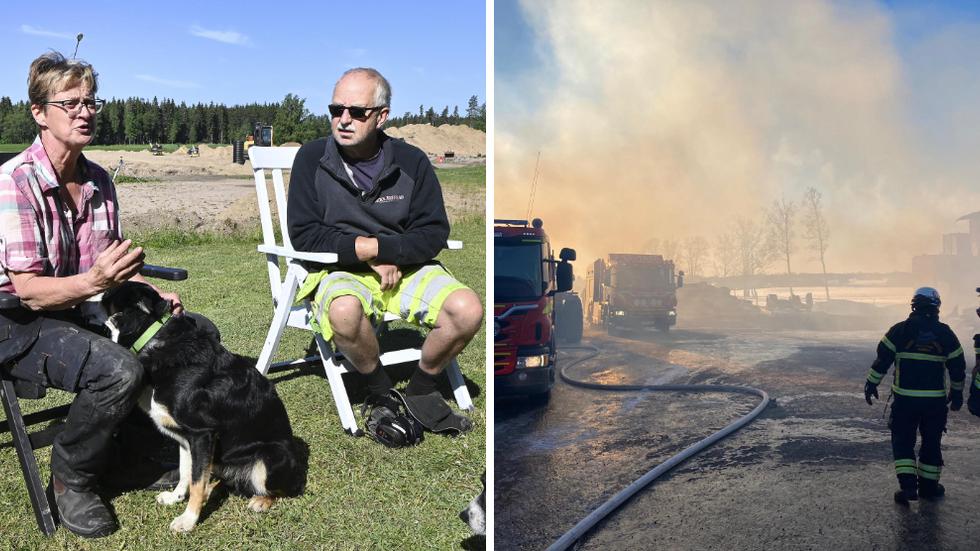 Kristina och Johan Åvall på Drösphults gård drabbades hårt av en brand i februari. Fyra månader senare kom minnesbilderna tillbaka när en gård brann på Visingsö.