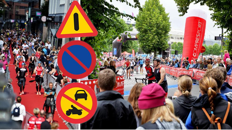 Flera gator och områden i och utanför Jönköping kommer att stängas av i samband med Ironman 70.3. FOTO: Janne Wrangberth/montage