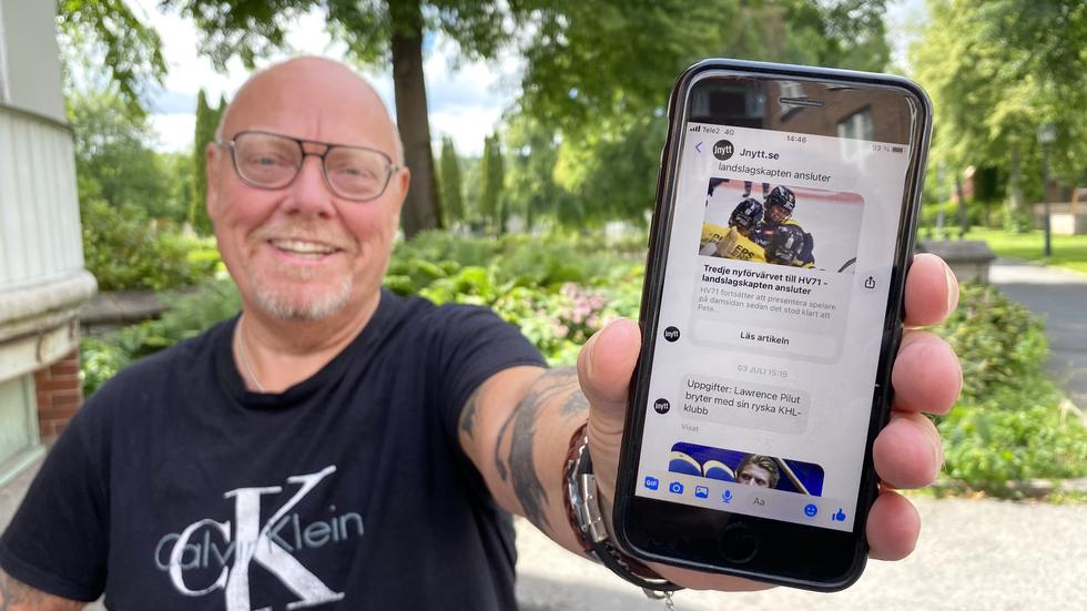 Sportredaktör Donald Sandström visar upp Jnytts Messengerkonto, där du nu kan följa allt det senaste som Jnytt och JP publicerar om HV71 och J-Södra. 