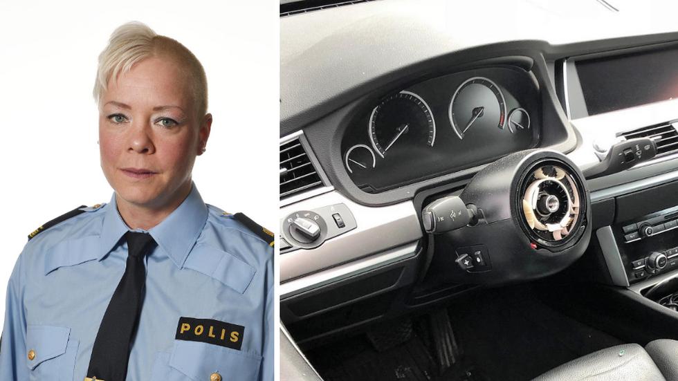 Madelen Andersson, gruppchef på områdespolisen tror att ökningen kan bero på ökningen av antalet stölder av rattar och airbags. Foto: Polisen/Läsarbild