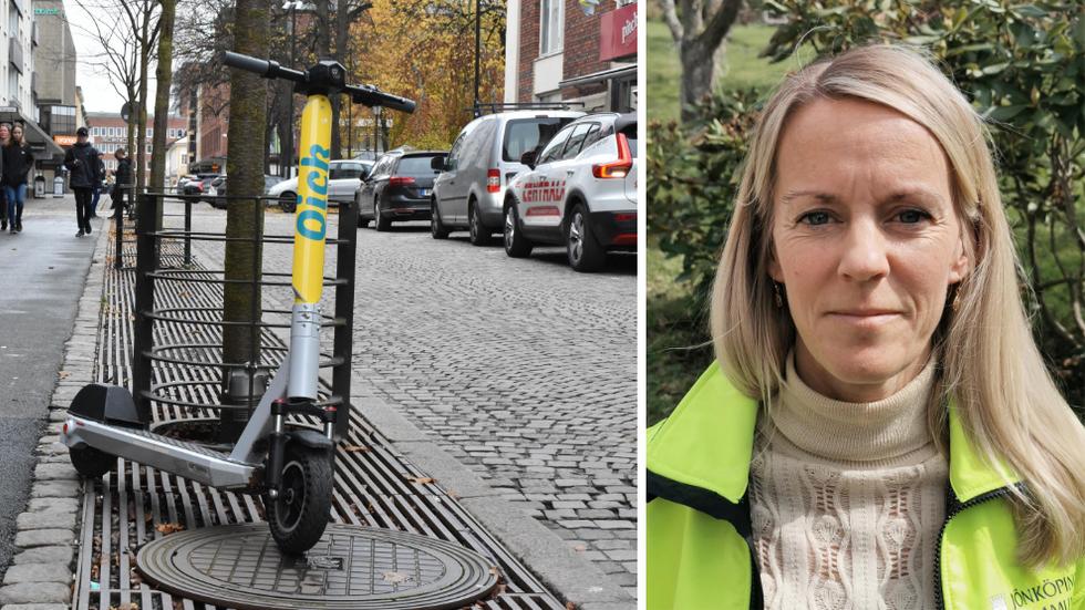 Kommunen tittar på en lösning där felparkerade elsparkcyklar kan beslagtas berättar Emma Svärd, utvecklingschef på stadsbyggnadskontoret.