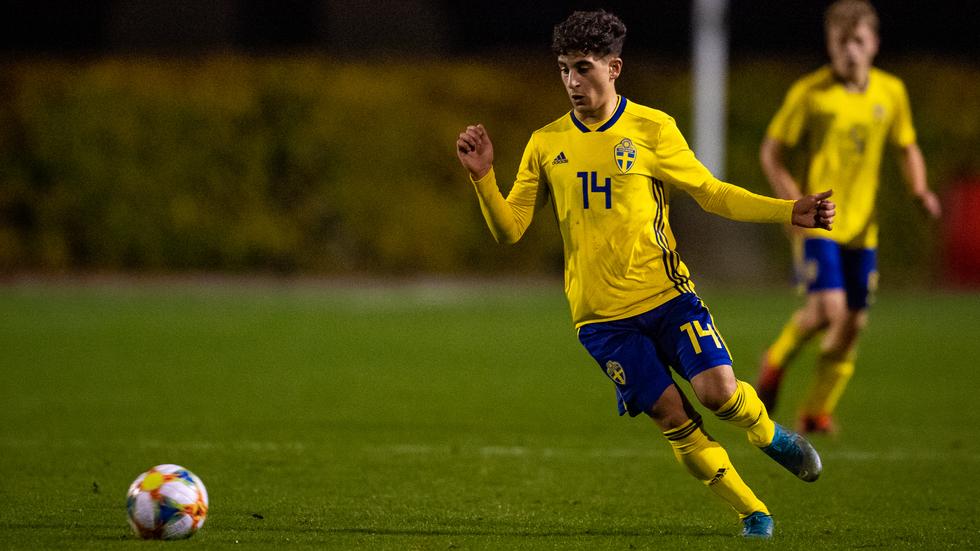 Jacob Shamoun under en landskamp mellan Sverige och Belgien hösten 2021. 